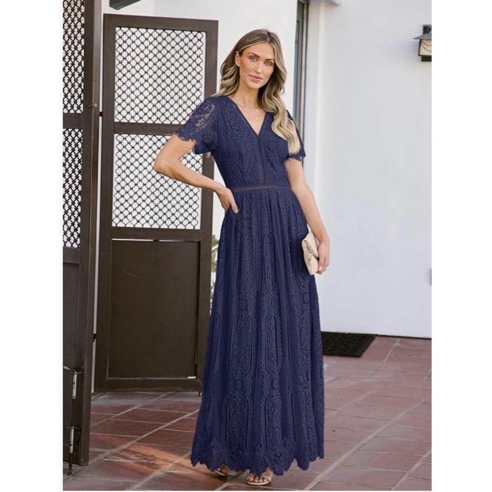 NWT Blencot Maxi Dress Navy Lace Sz S cottagecorecore